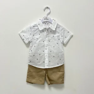 Abitino bambino con camicia e pantaloncino estivo - dalla 6 alla 24 mesi